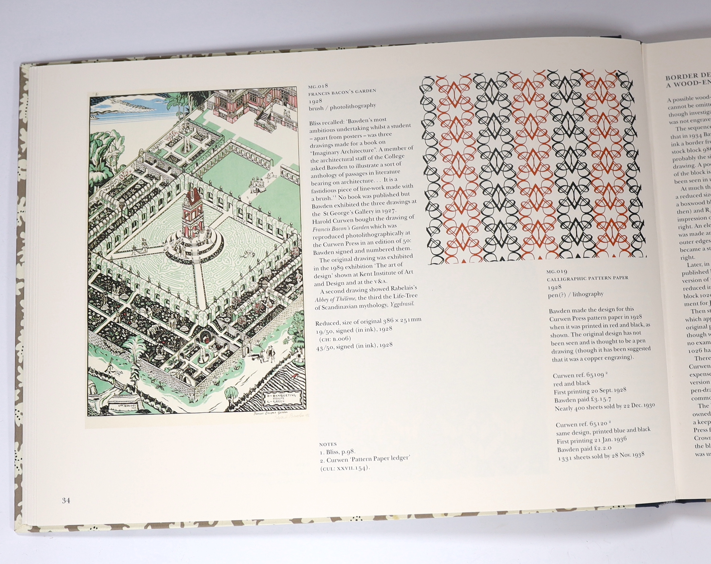 Greenwood, Jeremy - Edward Bawden: Editioned prints, one of 450, original cloth-backed patterned-paper boards, The Wood Lea Press, Woodbridge, 2005, in slip case.